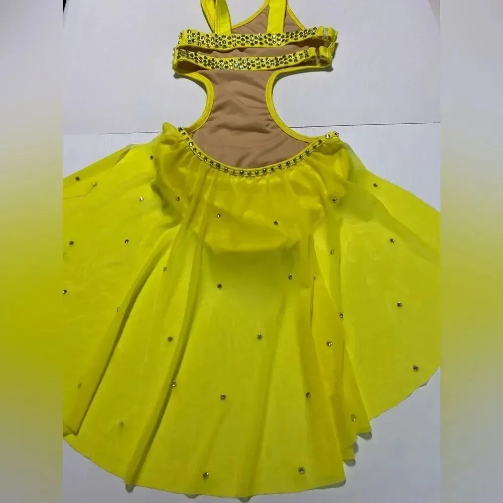 Custom Competition Solo Costume Neon Yellow Cutout Lyrical Contemporary MC
